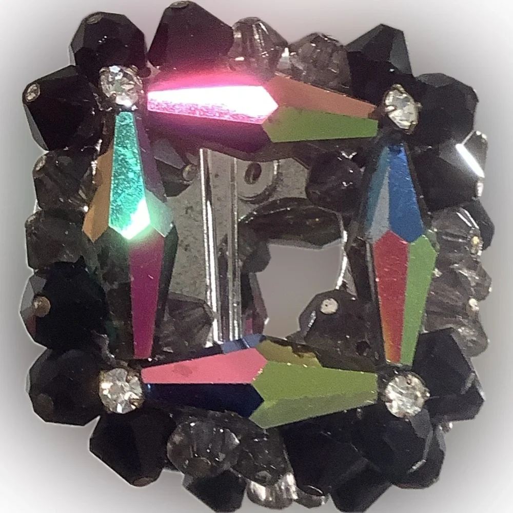 Square Black/Multicolor Brooch